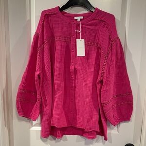 Pink Button-Up Women's Top